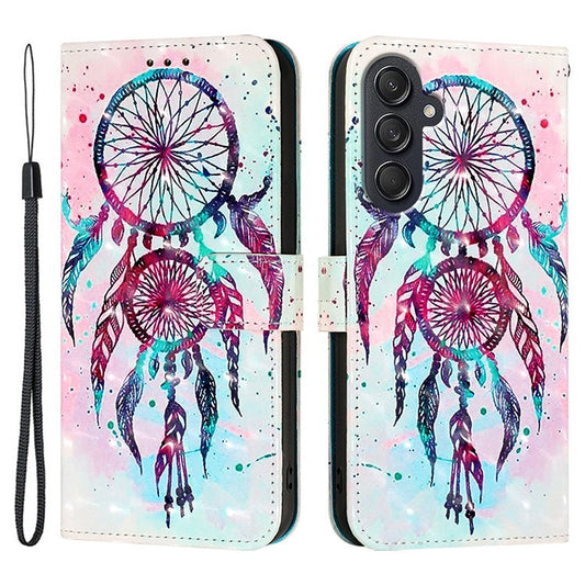 For Samsung Galaxy M55 5G / C55 5G / F55 5G Leather Case Pattern Printing Wallet Stand Mobile Cover with Strap - Colorful Wind Chime