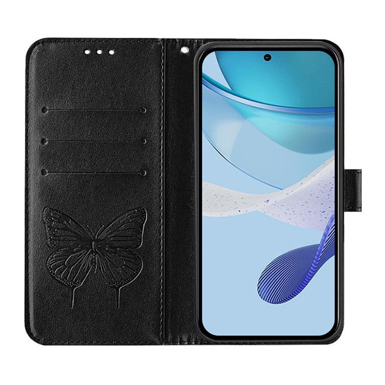 YB Imprinting Series-4 For Oppo A2 Pro 5G / A3 Pro (China) 5G Case with Wrist Strap Leather Wallet Phone Cover - Black