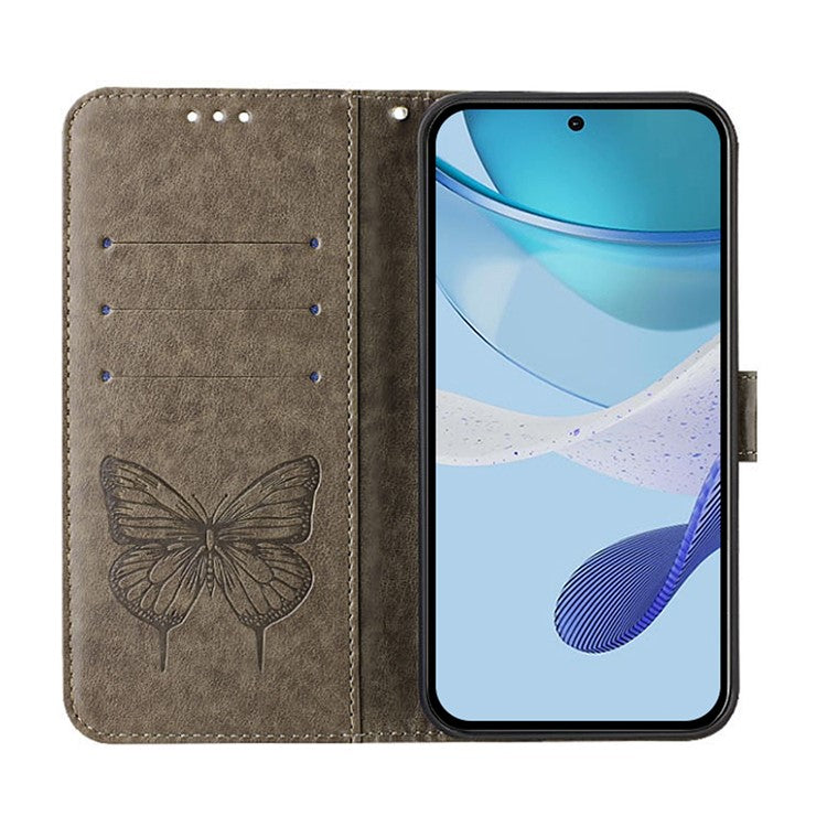 YB Imprinting Series-4 For Oppo A2 Pro 5G / A3 Pro (China) 5G Case with Wrist Strap Leather Wallet Phone Cover - Grey