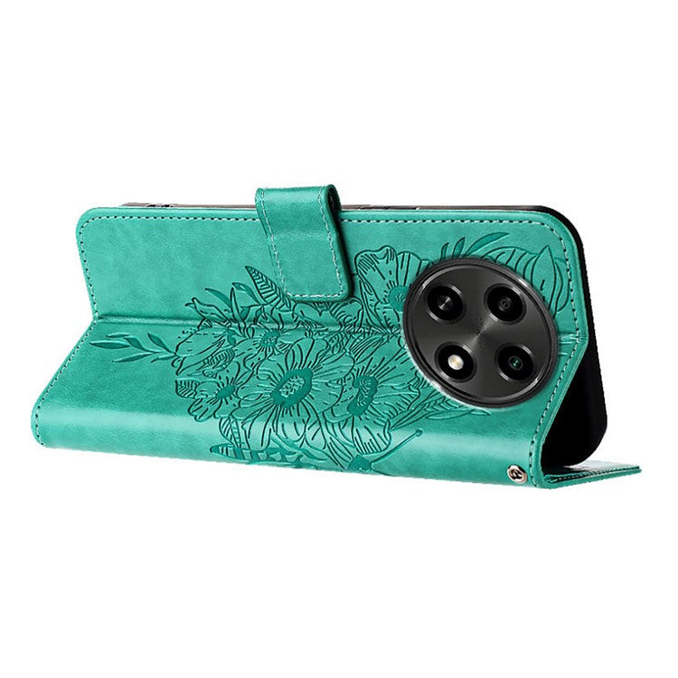 YB Imprinting Series-4 For Oppo A2 Pro 5G / A3 Pro (China) 5G Case with Wrist Strap Leather Wallet Phone Cover - Green