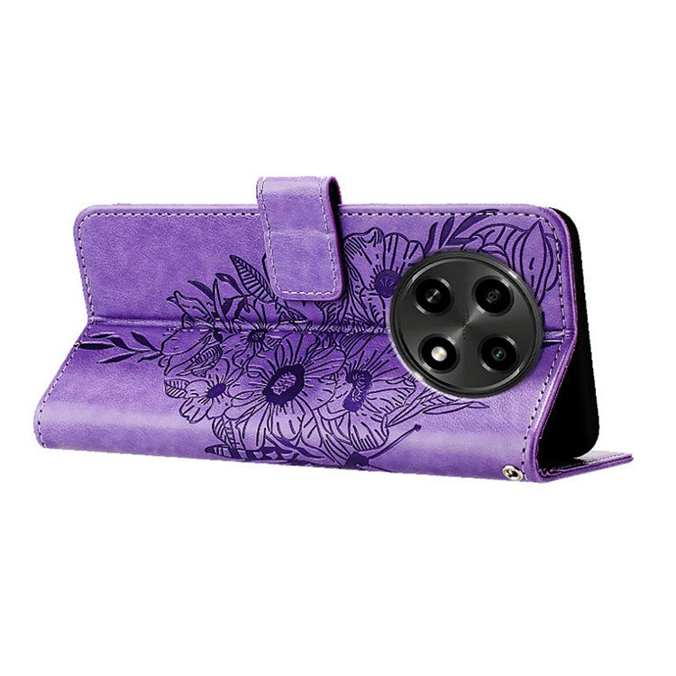 YB Imprinting Series-4 For Oppo A2 Pro 5G / A3 Pro (China) 5G Case with Wrist Strap Leather Wallet Phone Cover - Light Purple