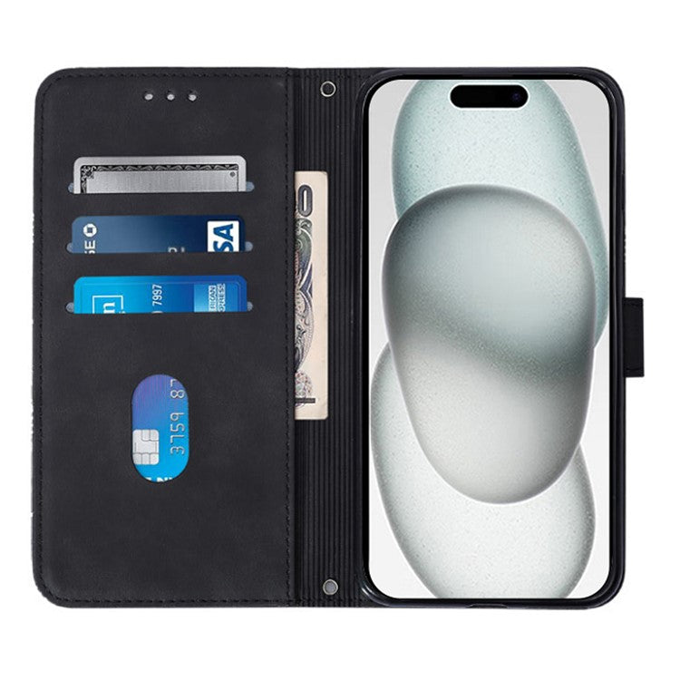 YB Imprinting Series-2 for iPhone SE (2025) Cell Phone Case Stand Magnetic Cover with Shoulder Strap - Black