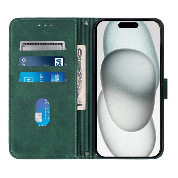 YB Imprinting Series-2 for iPhone SE (2025) Cell Phone Case Stand Magnetic Cover with Shoulder Strap - Blackish Green