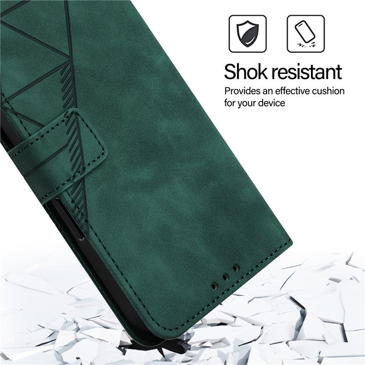 YB Imprinting Series-2 for iPhone SE (2025) Cell Phone Case Stand Magnetic Cover with Shoulder Strap - Blackish Green