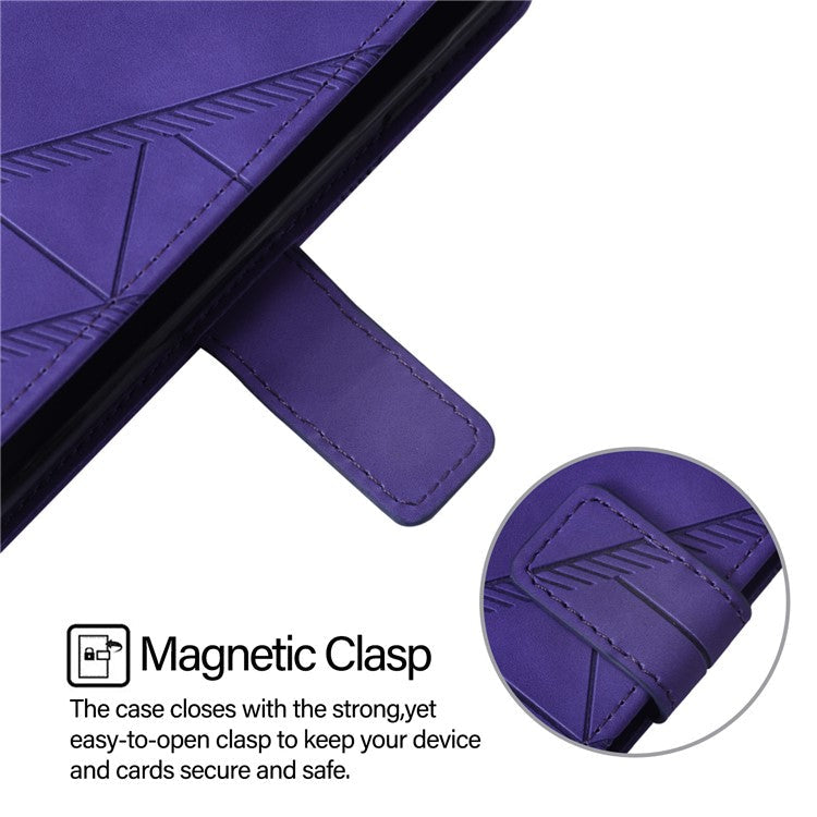 YB Imprinting Series-2 for iPhone SE (2025) Cell Phone Case Stand Magnetic Cover with Shoulder Strap - Purple