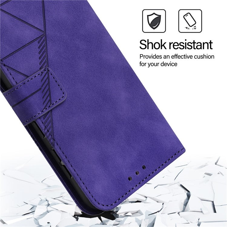 YB Imprinting Series-2 for iPhone SE (2025) Cell Phone Case Stand Magnetic Cover with Shoulder Strap - Purple