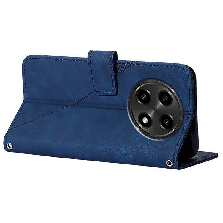 YB Imprinting Series-2 for Oppo A2 Pro 5G / A3 Pro (China) 5G Case PU Leather Imprinted Phone Cover with Shoulder Strap - Sapphire