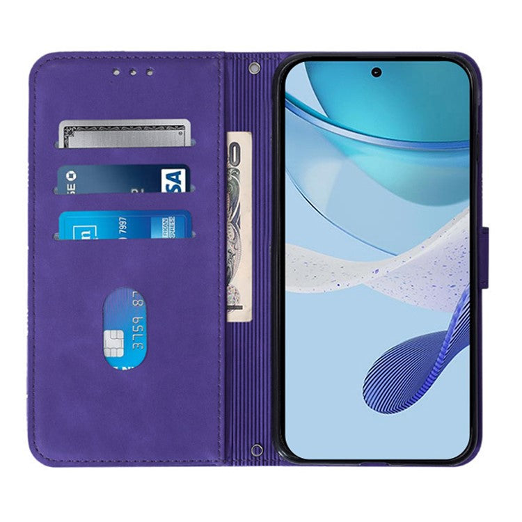 YB Imprinting Series-2 for Oppo A2 Pro 5G / A3 Pro (China) 5G Case PU Leather Imprinted Phone Cover with Shoulder Strap - Purple