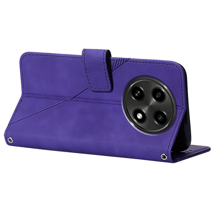 YB Imprinting Series-2 for Oppo A2 Pro 5G / A3 Pro (China) 5G Case PU Leather Imprinted Phone Cover with Shoulder Strap - Purple