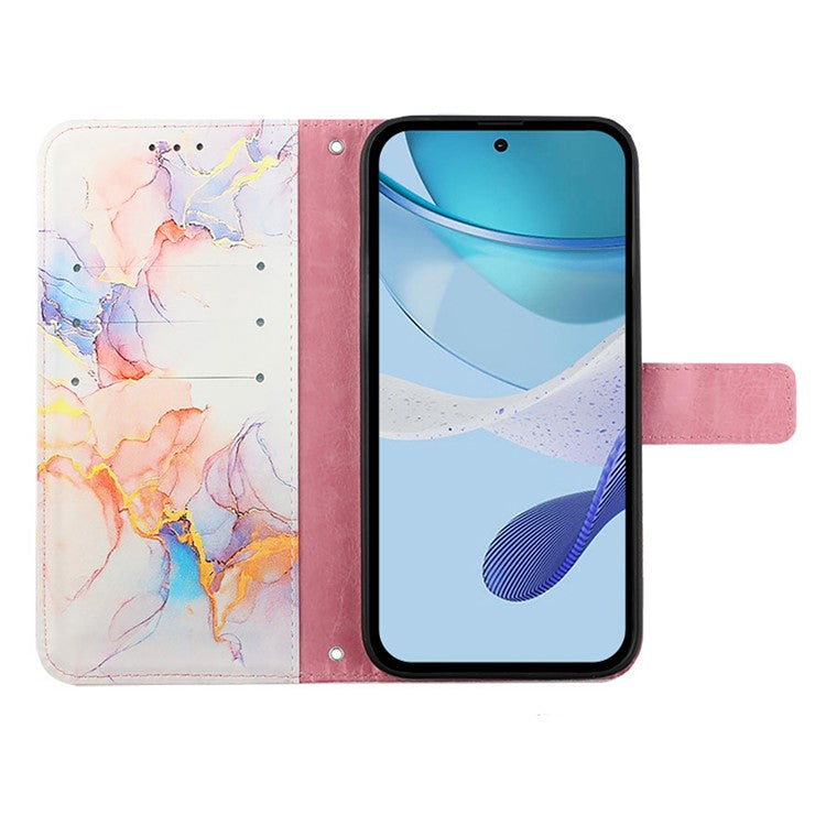 YB Pattern Printing Leather Series-6 For Samsung Galaxy M62 / F62 Case Marble Wallet Flip Crossbody Phone Cover - Milky Way Marble White LS004