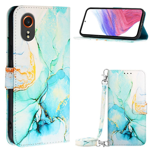 YB Pattern Printing Leather Series-6 For Samsung Galaxy Xcover7 Case Wallet Crossbody Phone Cover - Green LS003