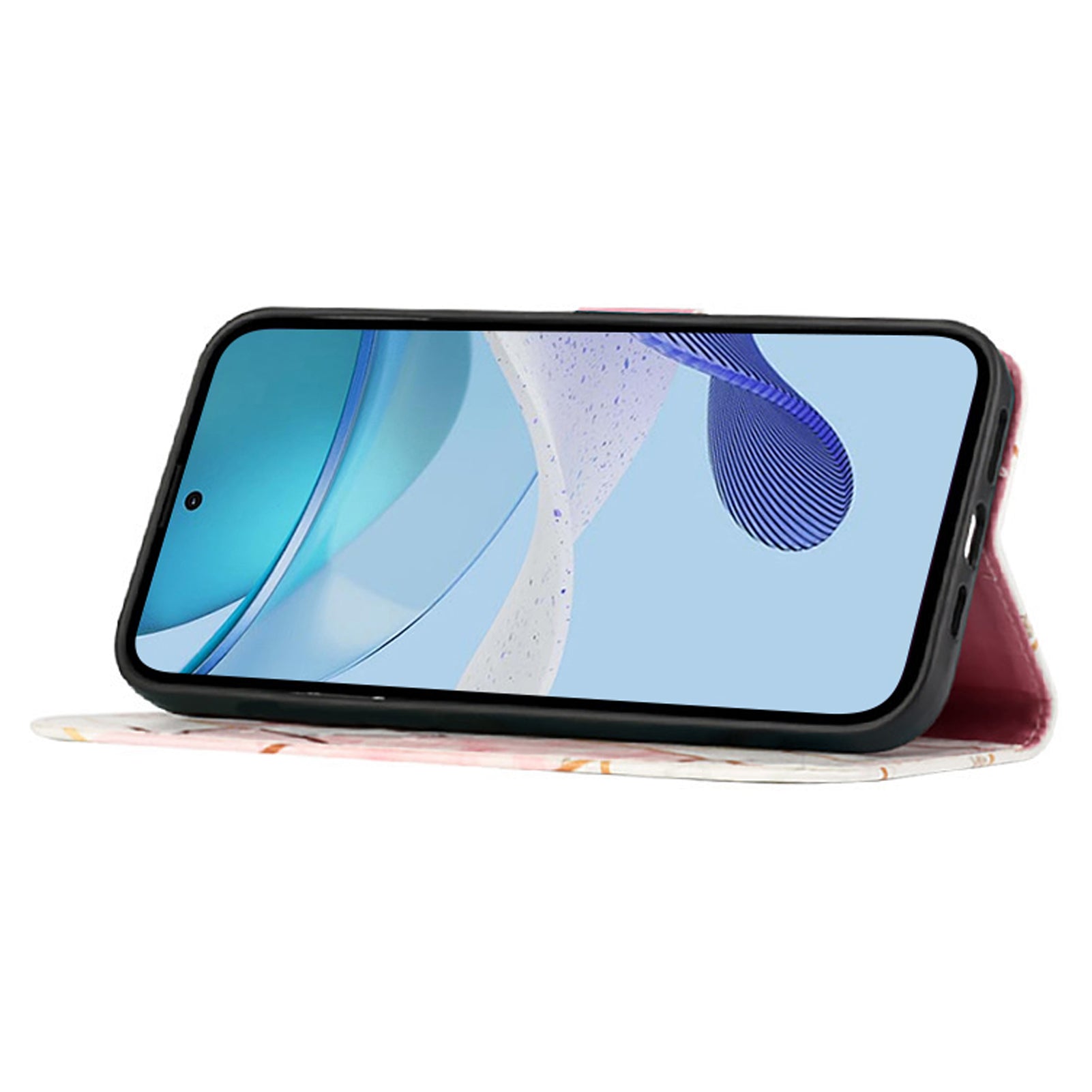 For Samsung Galaxy Z Fold6 5G Wallet Case Leather Phone Cover with Strap - Pink / White LS002