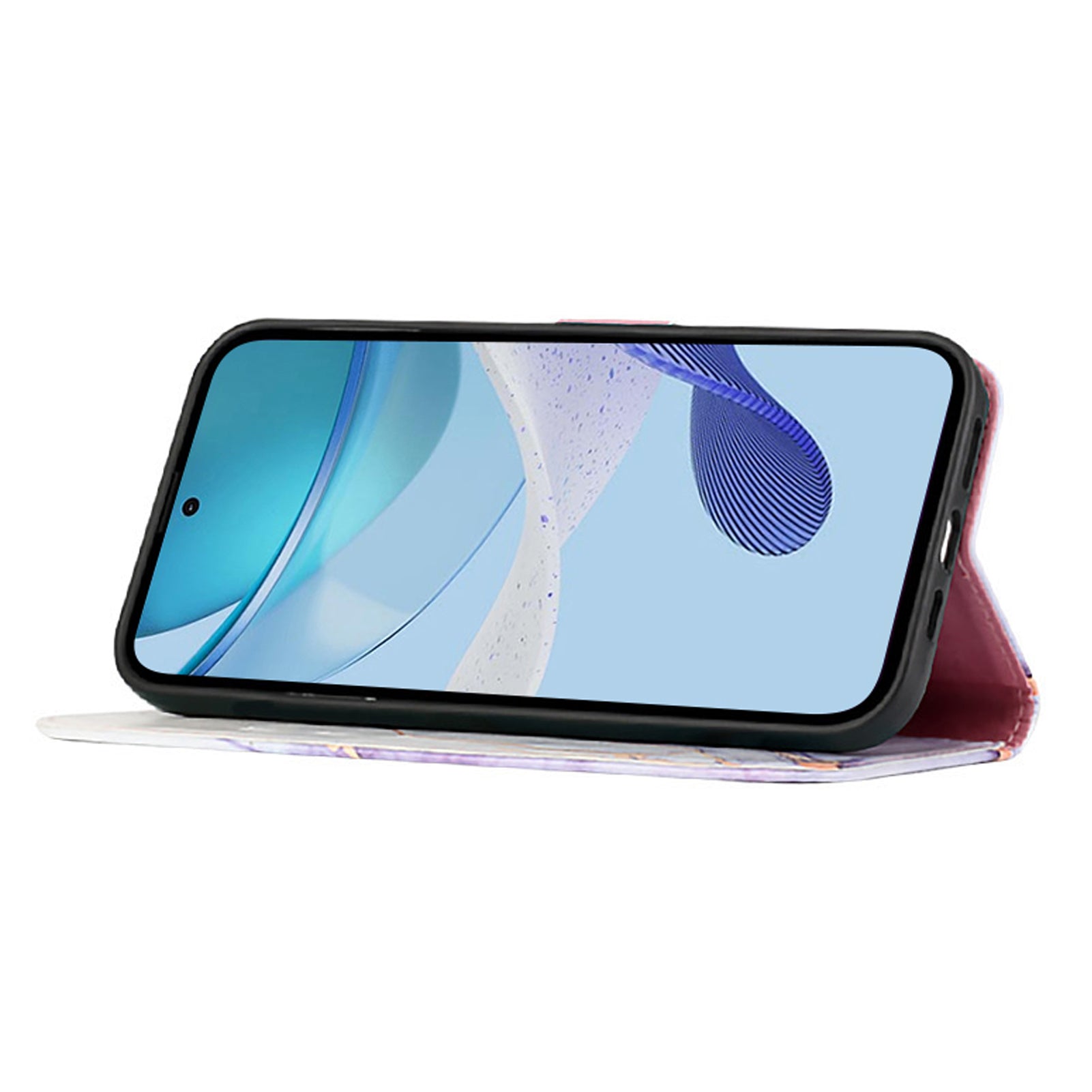 YB Pattern Printing Leather Series-5 For Samsung Galaxy Z Fold6 5G Case Flip Folio Marble Phone Cover - White+Purple LS006