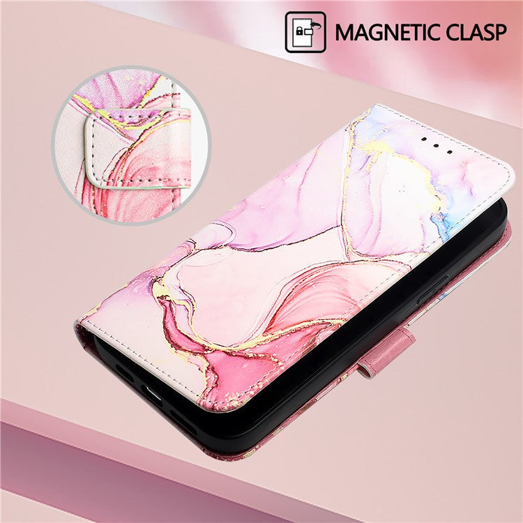 YB Pattern Printing Leather Series-5 For Oppo A2 Pro 5G / A3 Pro (China) 5G Case Card Holder Magnetic Clasp Phone Cover - Rose Gold LS005