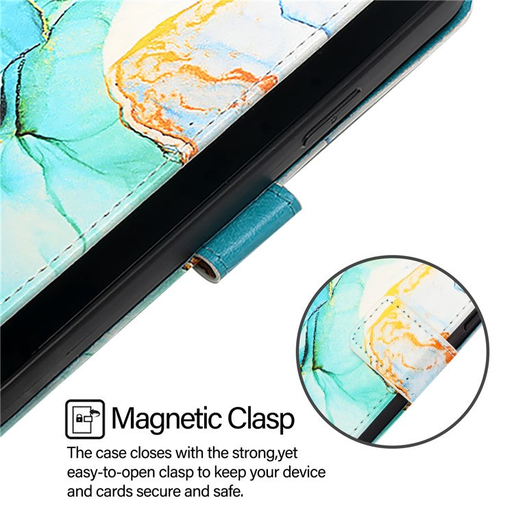 YB Pattern Printing Leather Series-5 For Oppo A2 Pro 5G / A3 Pro (China) 5G Case Card Holder Magnetic Clasp Phone Cover - Green LS003
