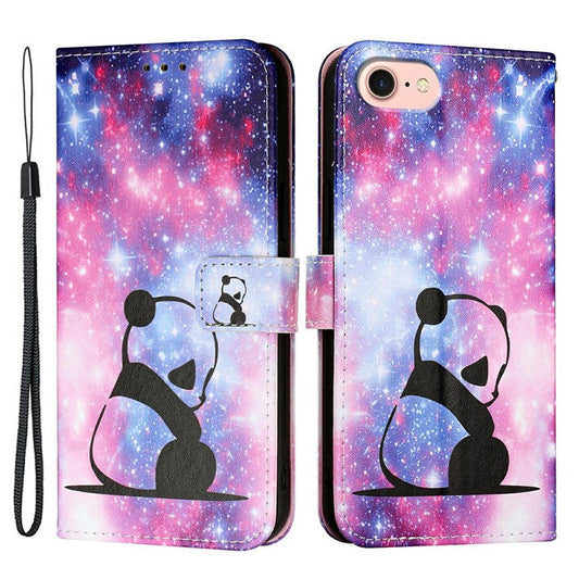YB Pattern Printing Leather Series-4 for iPhone SE (2024) Case Wallet Phone Cover Wholesale - Baby Panda