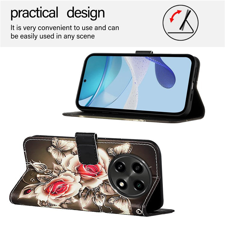 YB Pattern Printing Leather Series-4 for Oppo A2 Pro 5G / A3 Pro (China) 5G Leather Phone Case Wallet Flip Cover - Rose