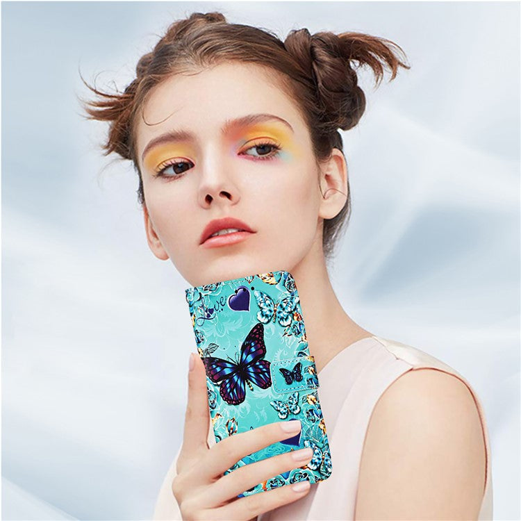 YB Pattern Printing Leather Series-4 for Oppo A2 Pro 5G / A3 Pro (China) 5G Leather Phone Case Wallet Flip Cover - Butterfly and Heart