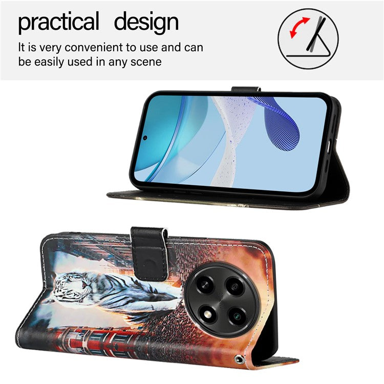 YB Pattern Printing Leather Series-4 for Oppo A2 Pro 5G / A3 Pro (China) 5G Leather Phone Case Wallet Flip Cover - Cat and Tiger