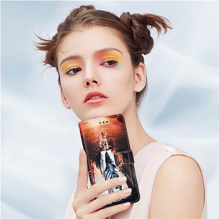 YB Pattern Printing Leather Series-4 for Oppo A2 Pro 5G / A3 Pro (China) 5G Leather Phone Case Wallet Flip Cover - Cat and Tiger