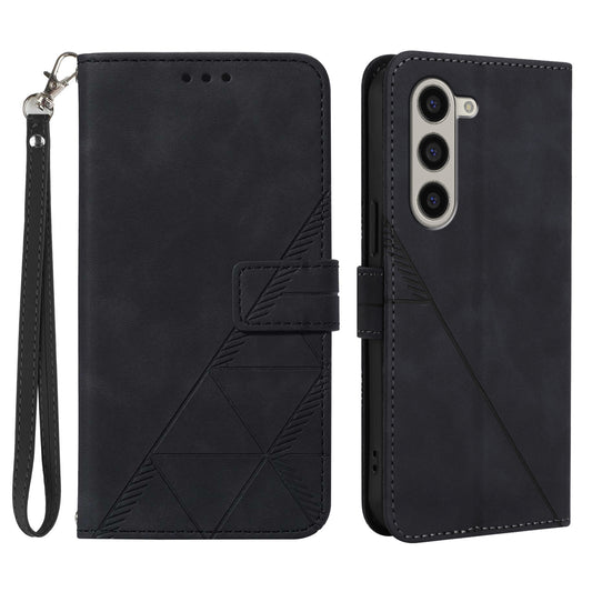 For Samsung Galaxy Z Fold6 5G Case PU Leather Wrist Strap Magnetic Closure Phone Cover - Black