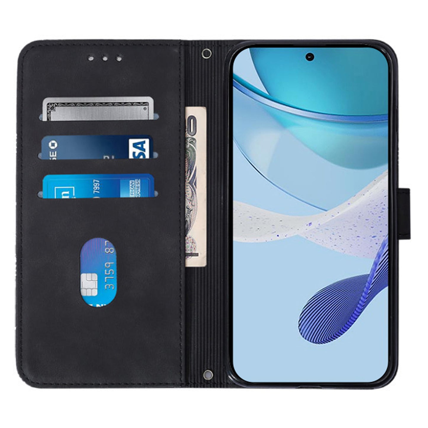 For Samsung Galaxy Z Fold6 5G Case PU Leather Wrist Strap Magnetic Closure Phone Cover - Black