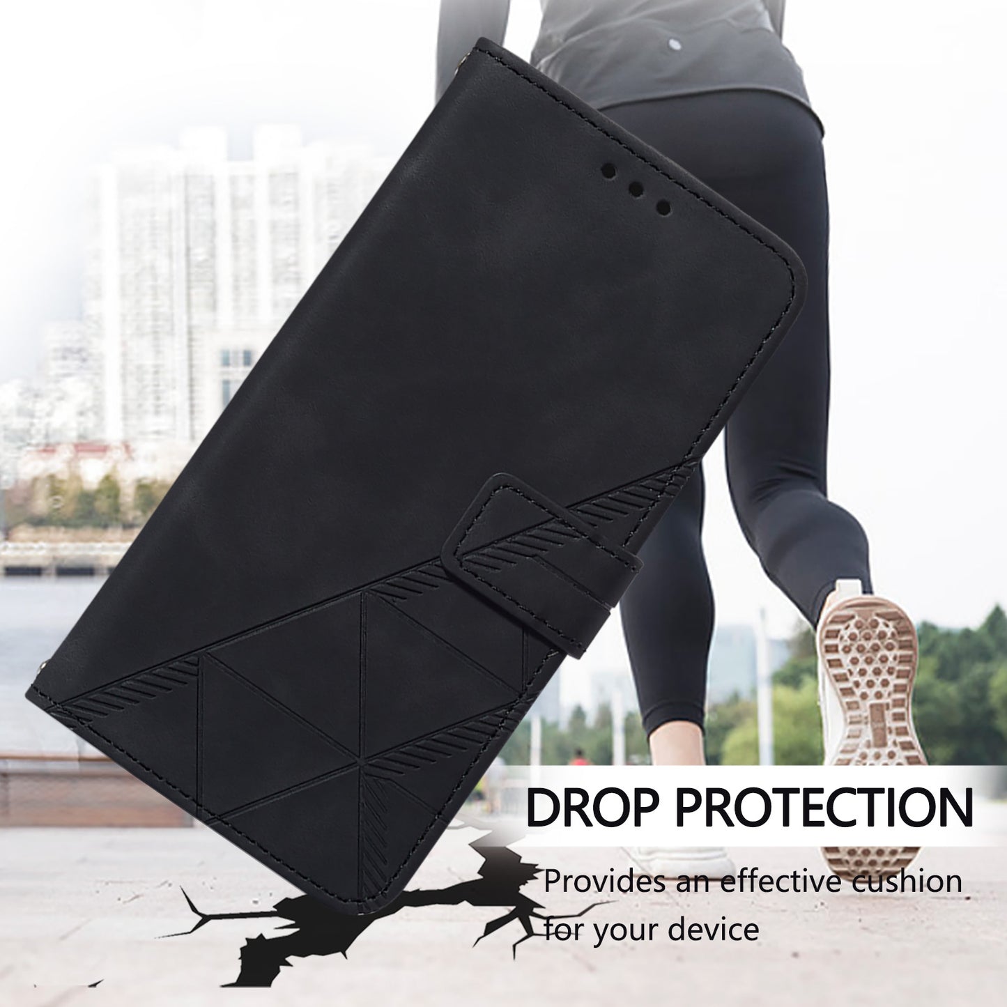 For Samsung Galaxy Z Fold6 5G Case PU Leather Wrist Strap Magnetic Closure Phone Cover - Black