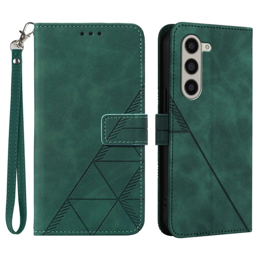 For Samsung Galaxy Z Fold6 5G Case PU Leather Wrist Strap Magnetic Closure Phone Cover - Blackish Green