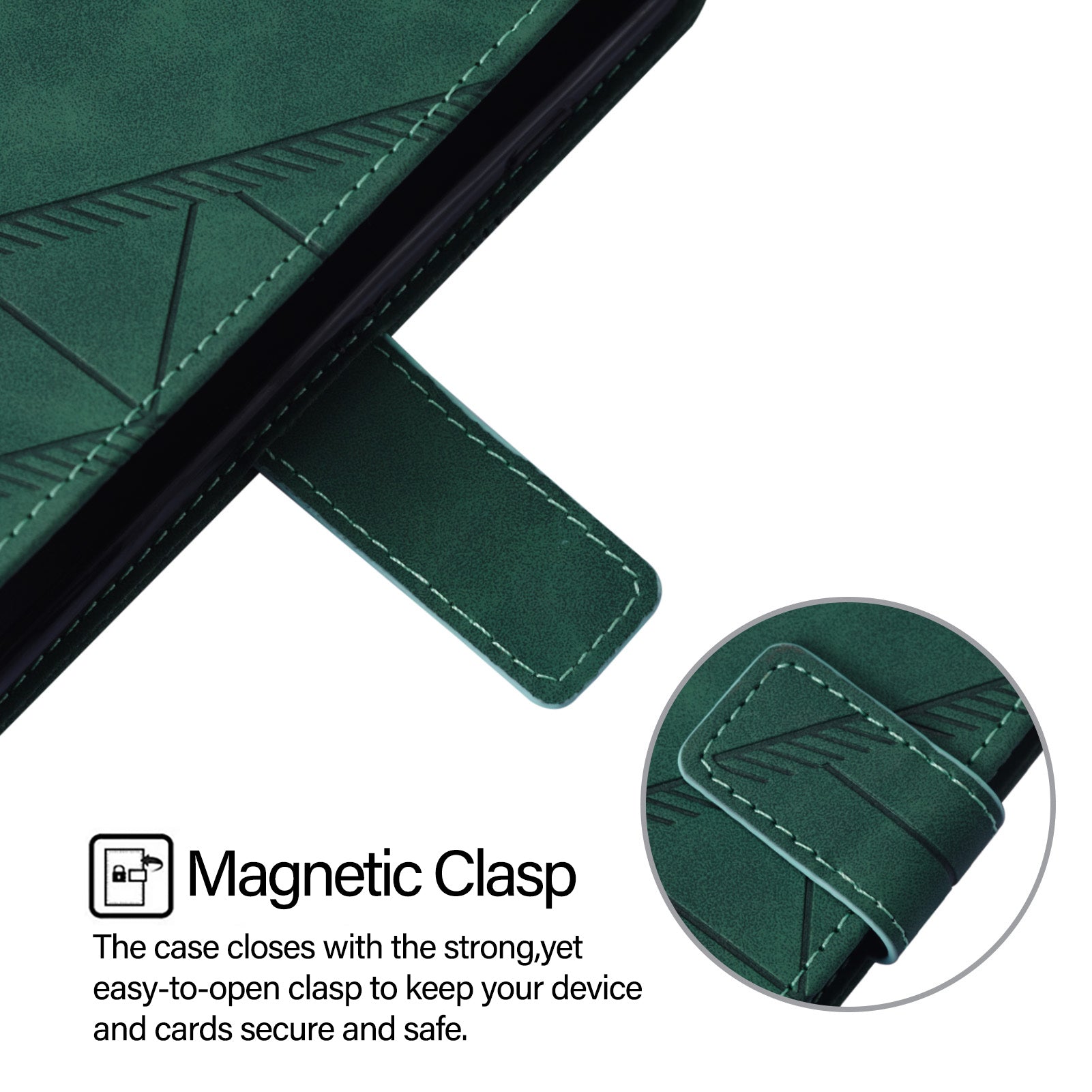 For Samsung Galaxy Z Fold6 5G Case PU Leather Wrist Strap Magnetic Closure Phone Cover - Blackish Green
