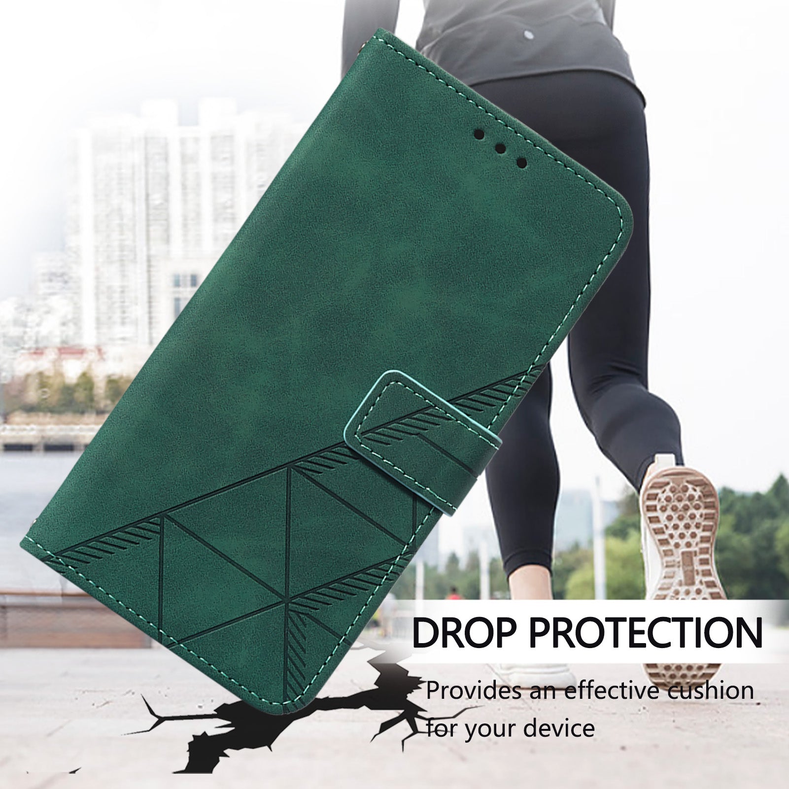 For Samsung Galaxy Z Fold6 5G Case PU Leather Wrist Strap Magnetic Closure Phone Cover - Blackish Green
