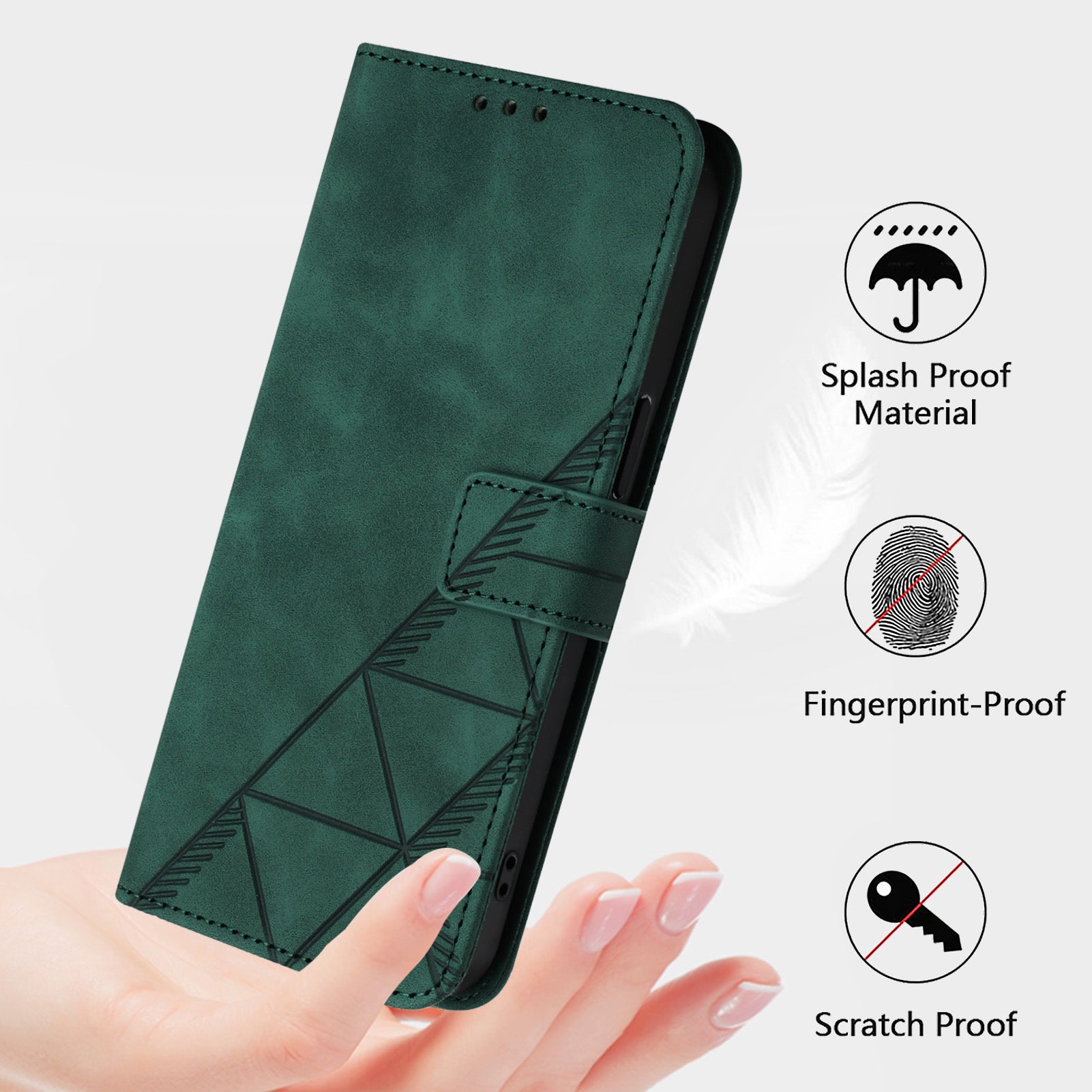 For Samsung Galaxy Z Fold6 5G Case PU Leather Wrist Strap Magnetic Closure Phone Cover - Blackish Green