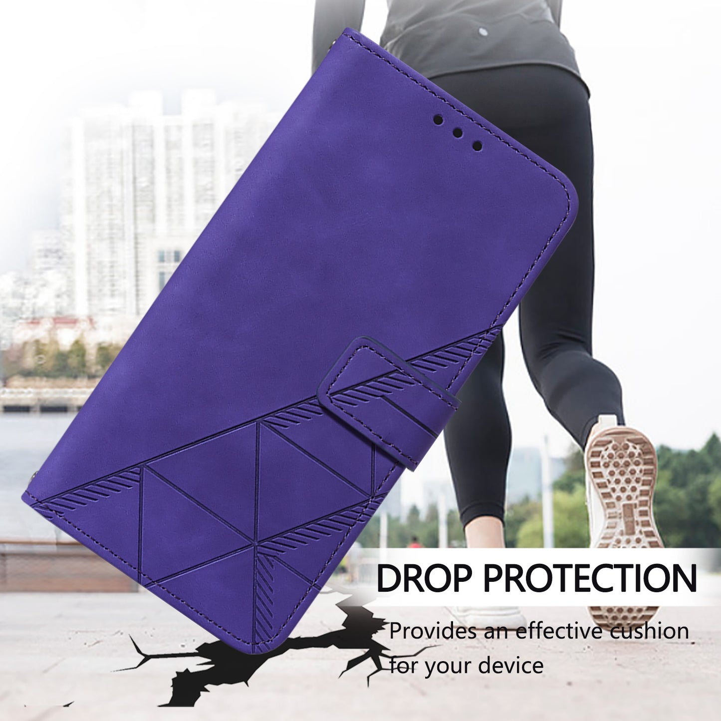 For Samsung Galaxy Z Fold6 5G Case PU Leather Wrist Strap Magnetic Closure Phone Cover - Purple