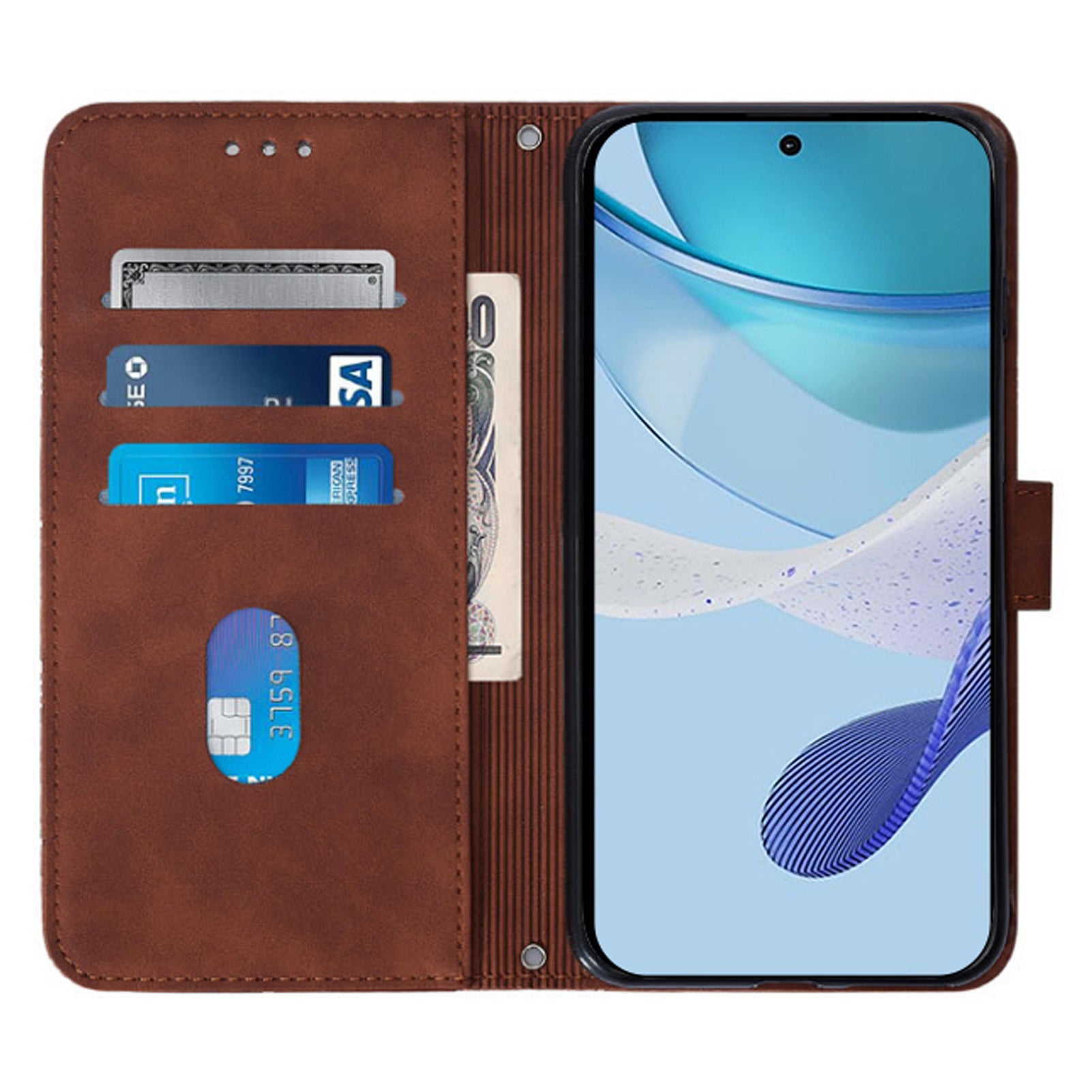 For Samsung Galaxy Z Fold6 5G Case PU Leather Wrist Strap Magnetic Closure Phone Cover - Brown
