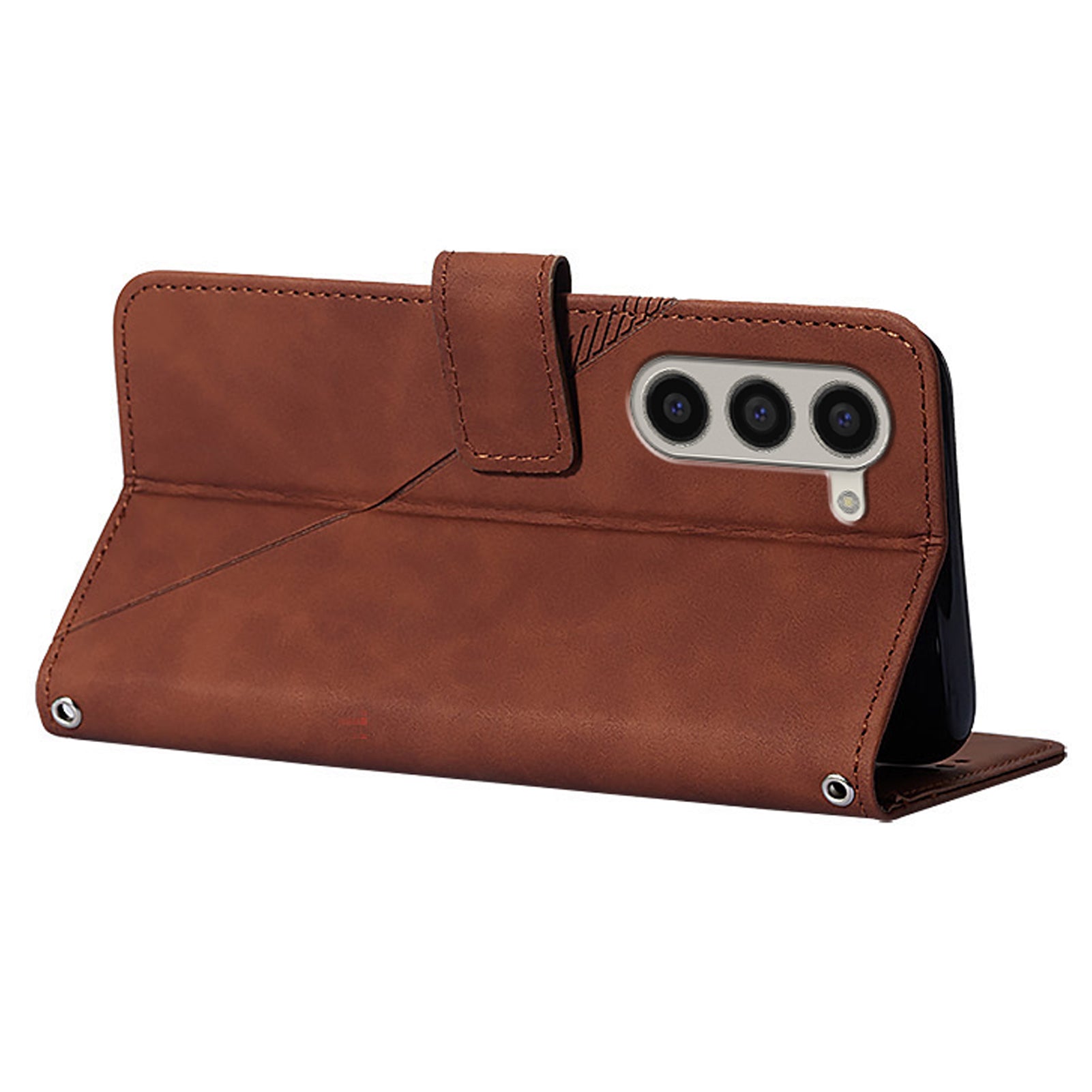 For Samsung Galaxy Z Fold6 5G Case PU Leather Wrist Strap Magnetic Closure Phone Cover - Brown