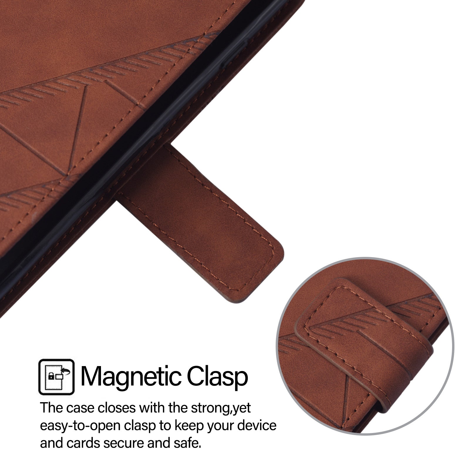 For Samsung Galaxy Z Fold6 5G Case PU Leather Wrist Strap Magnetic Closure Phone Cover - Brown