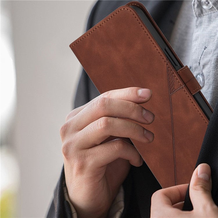 YB Imprinting Series-1 For iPhone SE (2025) Case Magnetic Leather Wallet Phone Cover with Handy Strap - Brown