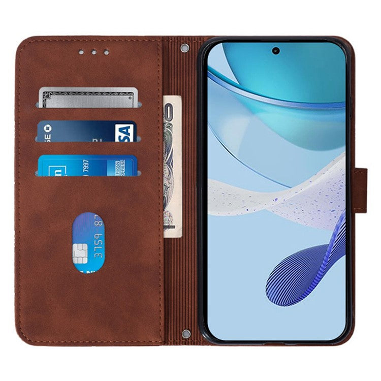 YB Imprinting Series-1 For Oppo A2 Pro 5G / A3 Pro (China) 5G Case PU Leather Wrist Strap Magnetic Closure Phone Cover - Brown