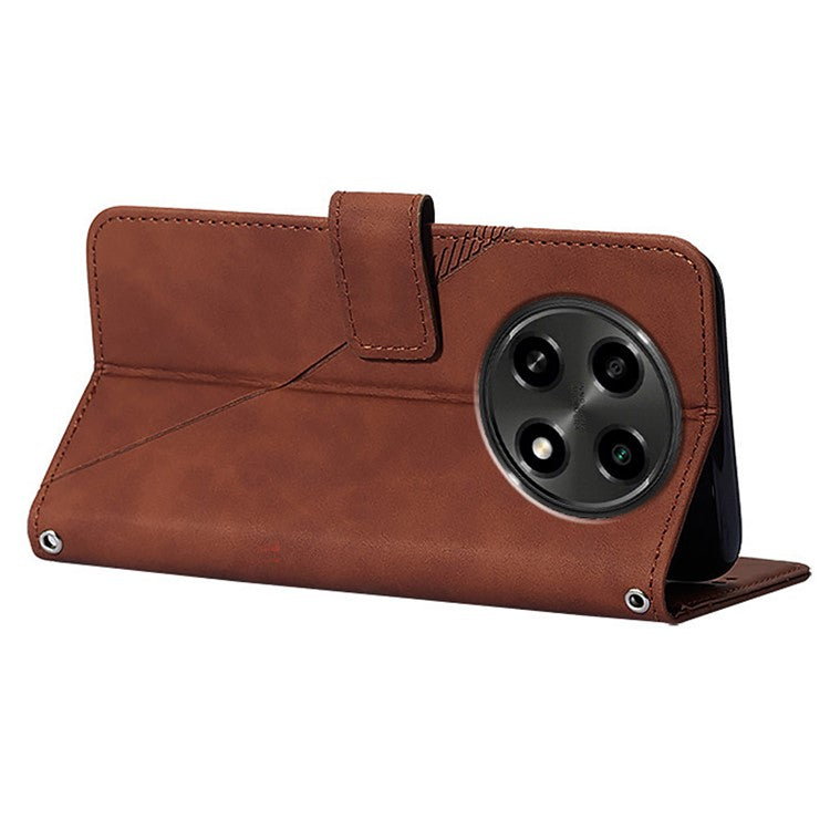 YB Imprinting Series-1 For Oppo A2 Pro 5G / A3 Pro (China) 5G Case PU Leather Wrist Strap Magnetic Closure Phone Cover - Brown