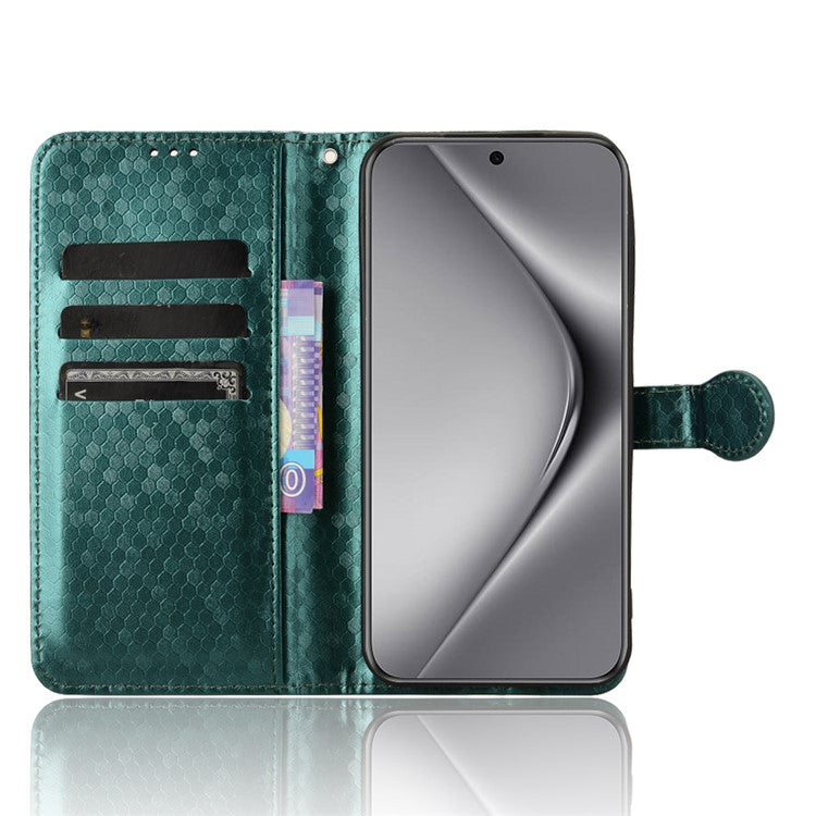 For Huawei Pura 70 Case PU Leather Dots Pattern Wallet Purse Phone Cover - Green