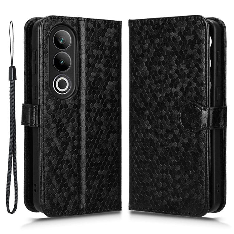 For OnePlus Ace 3V 5G Case Card Holder Dots Pattern Magnetic Phone Cover - Black
