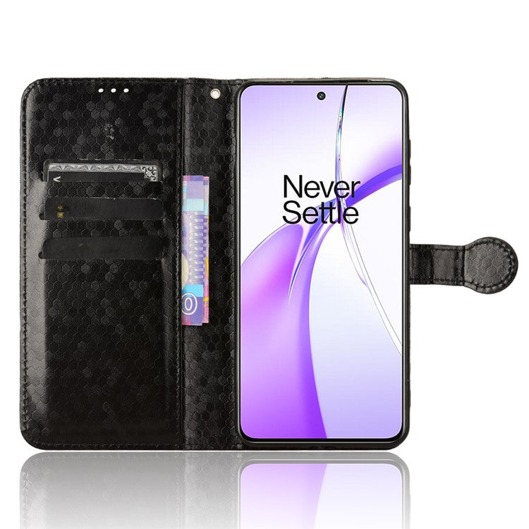 For OnePlus Ace 3V 5G Case Card Holder Dots Pattern Magnetic Phone Cover - Black