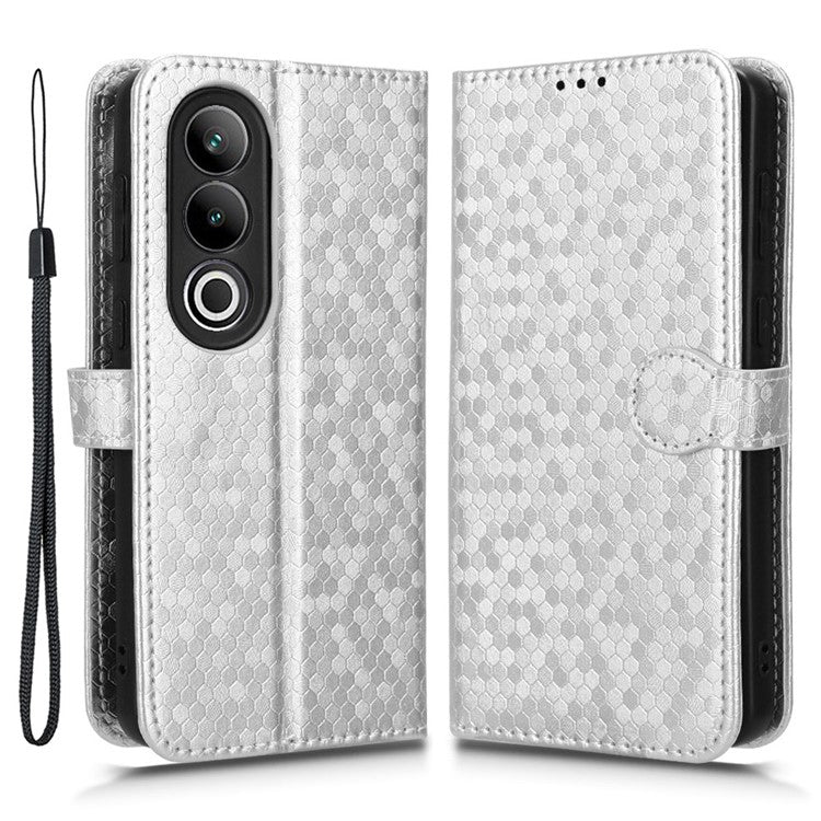For OnePlus Ace 3V 5G Case Card Holder Dots Pattern Magnetic Phone Cover - Silver