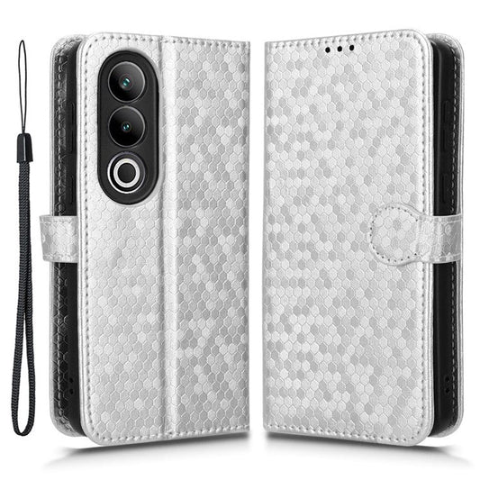For OnePlus Ace 3V 5G Case Card Holder Dots Pattern Magnetic Phone Cover - Silver