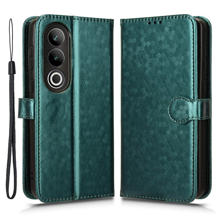 For OnePlus Ace 3V 5G Case Card Holder Dots Pattern Magnetic Phone Cover - Green