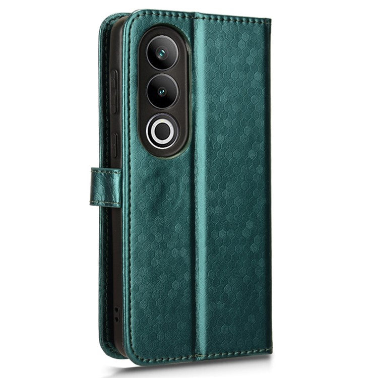 For OnePlus Ace 3V 5G Case Card Holder Dots Pattern Magnetic Phone Cover - Green