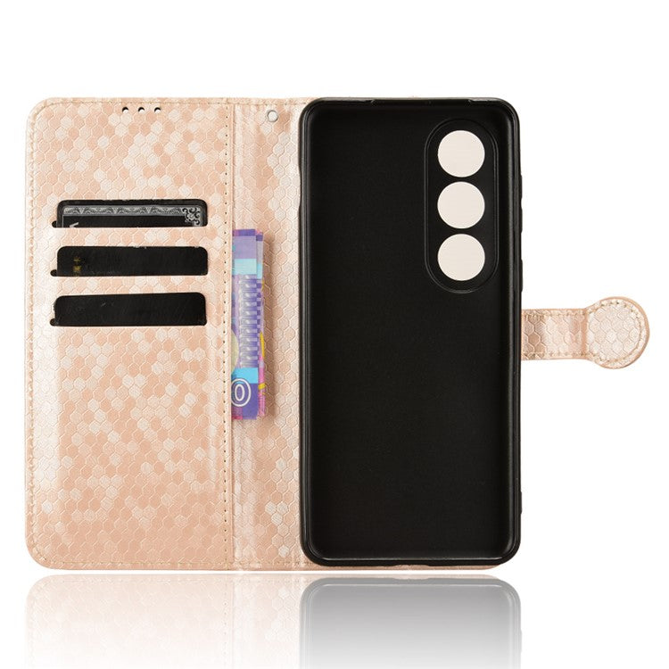 For OnePlus Ace 3V 5G Case Card Holder Dots Pattern Magnetic Phone Cover - Rose Gold