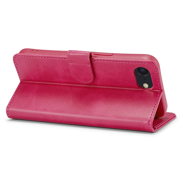 LC.IMEEKE For iPhone 16e Case Calf Texture Magnetic Clasp Stand Phone Cover - Rose