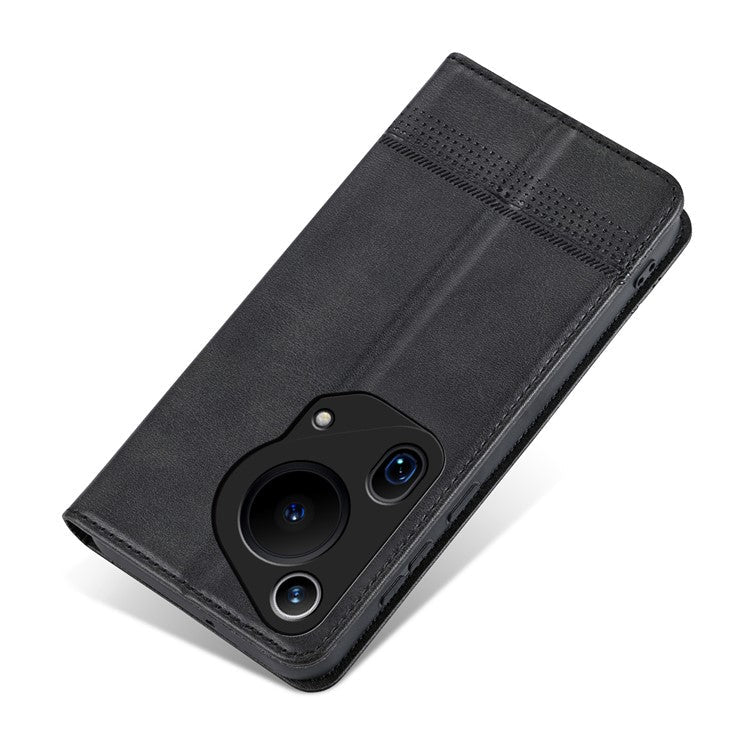 AZNS For Huawei Pura 70 Ultra Case PU Leather Magnetic Closure Shockproof Flip Phone Cover - Black