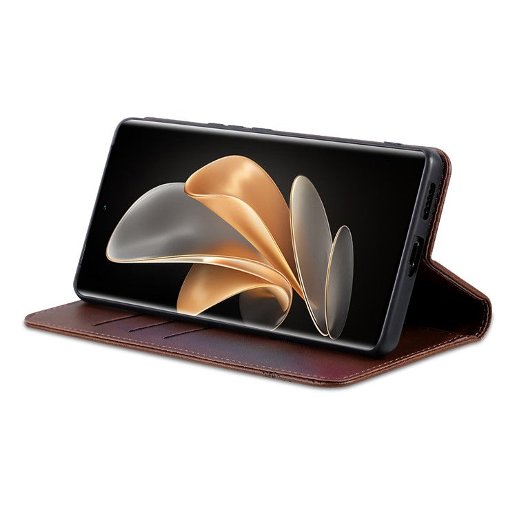 AZNS For Huawei Pura 70 Ultra Case PU Leather Magnetic Closure Shockproof Flip Phone Cover - Coffee