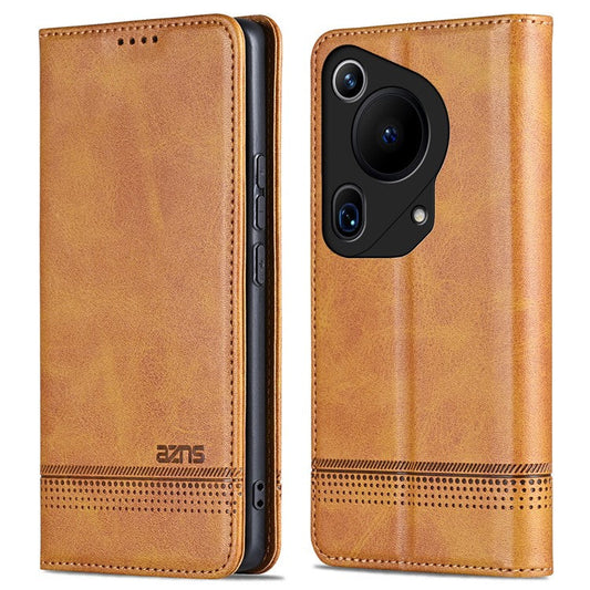 AZNS For Huawei Pura 70 Ultra Case PU Leather Magnetic Closure Shockproof Flip Phone Cover - Brown